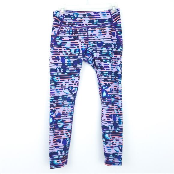 Zella Capri Leggings Pants Small Activewear Purple Orange Multicolor 24" Inseam - Picture 1 of 5